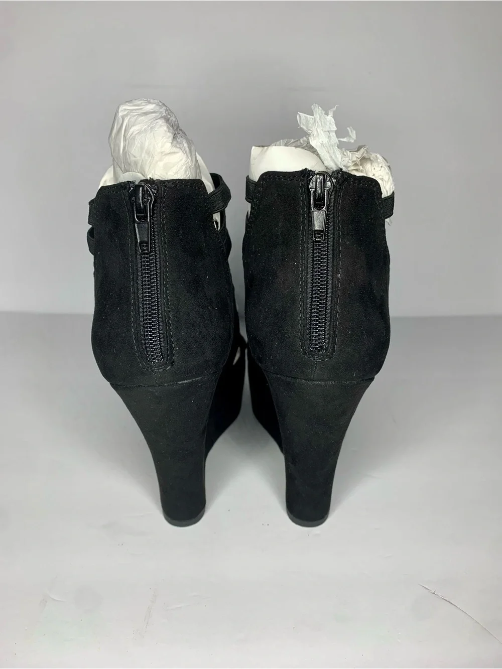Charlotte Russe Black Strappy Platform Wedge Sandals